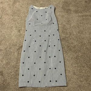 BROOKS BROTHERS LINED SEERSUCKER FLEUR DE LIS SHEATH DRESS SIZE 2 RARE